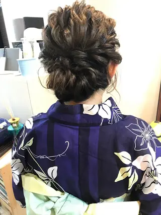 セミロング ヘアアレンジ ヘアセット/卒業式 袴着付け✨清水玲歌のヘアスタイル