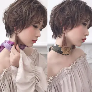 ショート 艶カラー/フェイス レイヤー/たむのヘアスタイル