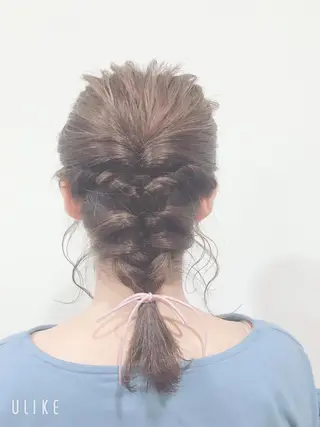 ヘアアレンジ 暖色カラー🍊 ボブ🌿顔周りcutのヘアスタイル