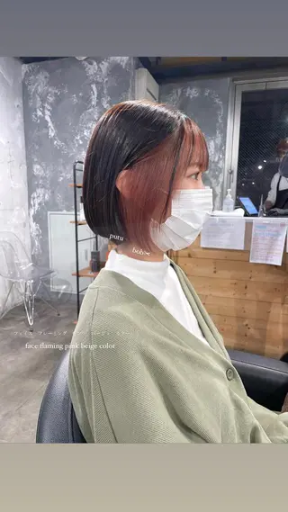 ショート カラー パーマ ヘアアレンジ メンズ キッズ ネイル マツエク・マツパ アイブロウ 透明感カラー・レイヤ ー🎀amika🎀のヘアスタイル