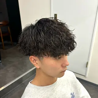パーマ メンズ スパイキーパーマ 柏NO1 藤本葉のヘアスタイル