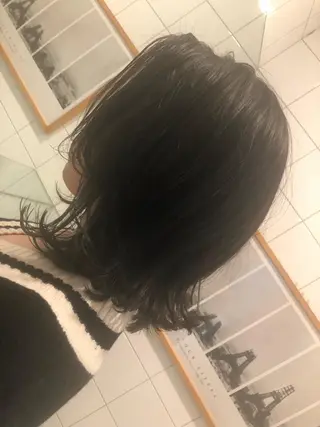 ミディアム 縮毛矯正×髪質改善 カラー×クロスパーマのヘアスタイル