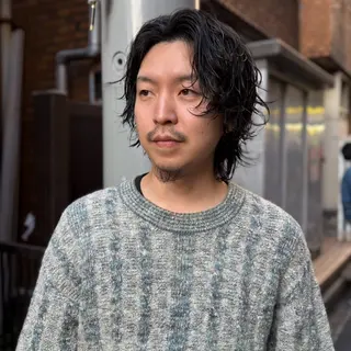 ミディアム パーマ メンズ 服に合うお洒落ヘア /GLOP リュートのヘアスタイル