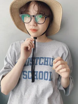 ショート カラー ボブパーマコテ巻き風 パーマNo1深江秀平のヘアスタイル