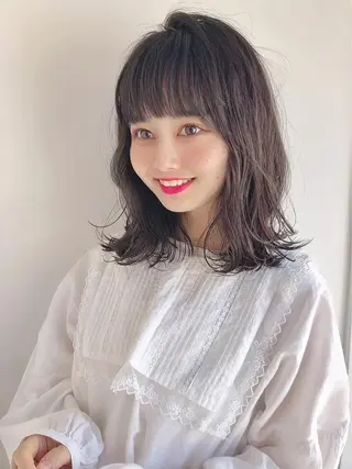 ミディアム カラー パーマ 【公式】amble luxe池袋東口🩷のヘアスタイル
