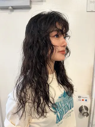 ロング カラー パーマ ✴︎UNU ✴︎モエカのヘアスタイル