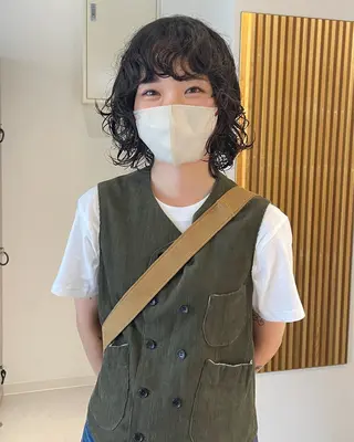 ミディアム パーマ デザインパーマ/ 艶カラー/ボブのヘアスタイル