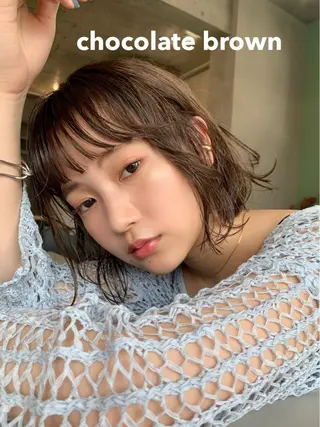ショート カラー 柔らかブラウン/顔周 りレイヤー♡ユウシのヘアスタイル
