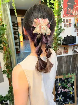 セミロング カラー ヘアアレンジ カラーパティシエ facce🌼ikoのヘアスタイル