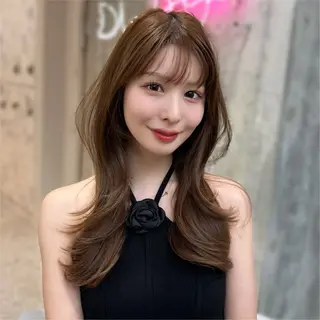 セミロング カラー 新宿/韓国風レイヤー 髪質改善/渋谷直樹のヘアスタイル