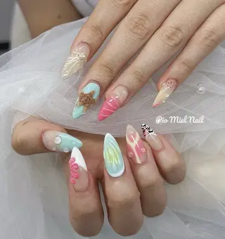 ミディアム HANA 長さだしのネイルデザイン