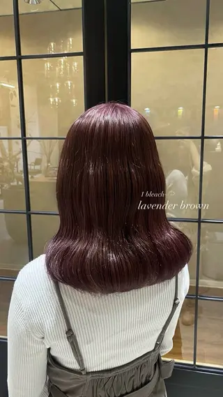 ミディアム カラー 𝒎𝒐𝒆🩰 名駅/ヘアメ/暖色♡のヘアスタイル