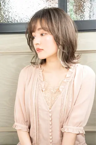 ミディアム カラー 新宿/韓国風レイヤー 髪質改善/渋谷直樹のヘアスタイル