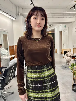 ミディアム パーマ レイヤー／似合わせ TAKUYAのヘアスタイル