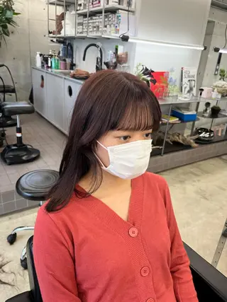 ミディアム カラー 縮毛矯正/ レイヤーカット/梅田のヘアスタイル