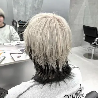 セミロング カラー メンズ ʜᴀʀᴜᴋᴀ♱メンズ ウルフ/ブリーチのヘアスタイル