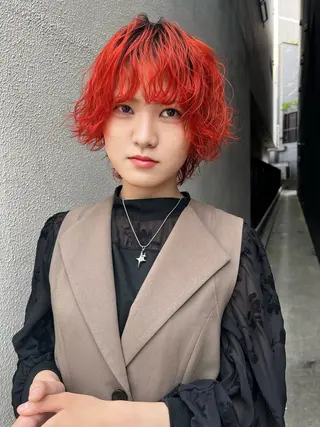 ミディアム カラー パーマ DEAN所属・KEIGO/パーマ ハイトーン/DEANのヘアスタイル