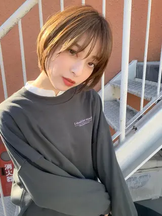 ショート カラー 縮毛矯正/ショート/ レイヤー/畑中正敏のヘアスタイル