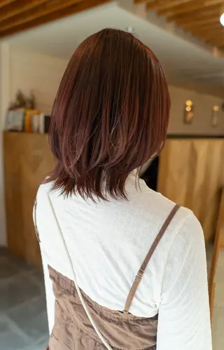 ミディアム カラー 【ボブ】縮毛矯正/ 船橋駅5分/鈴木杏美のヘアスタイル