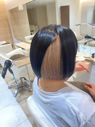 ショート カラー 塩谷黎✨ブリーチ無W カラーメンズパーマ✨のヘアスタイル