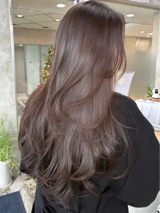 ロング カラー ハイライト、レイヤー カット/西梅田/中西のヘアスタイル