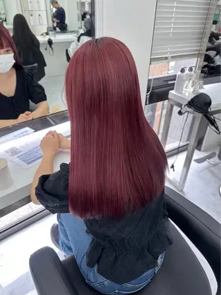 ロング カラー ヘアアレンジ 🩶学生指名No.1 レッド・ボルドー🩶のヘアスタイル