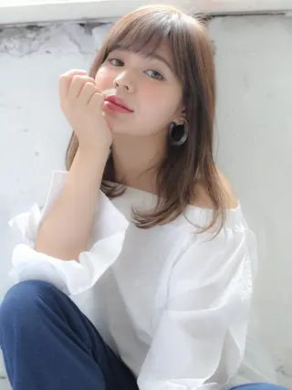 ミディアム カラー パーマ 野崎 ひかりのヘアスタイル