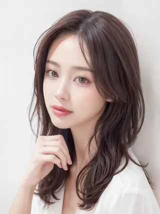 セミロング 大人可愛いレイヤー 大田のヘアスタイル