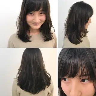 ミディアム カラー パーマ 杉崎 秀弥のヘアスタイル