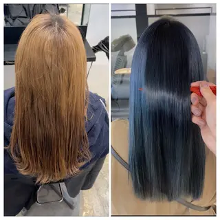 ロング け んブリーチ縮毛矯正のヘアスタイル