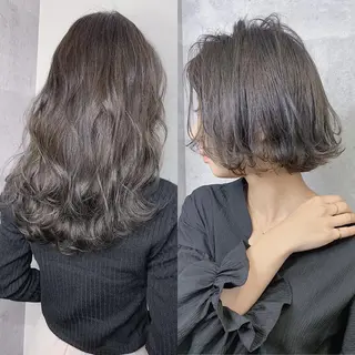 セミロング カラー _WHITE 高槻のヘアスタイル