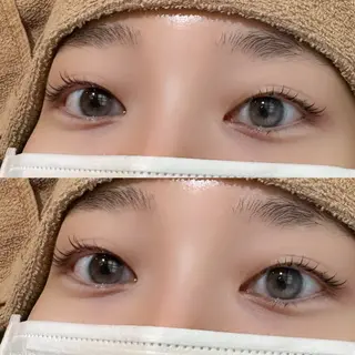 マツエク・マツパ レイヤー/顔周り/透 明感カラー/うる艶のヘアスタイル