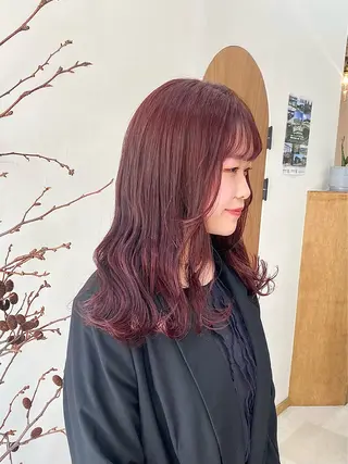 ミディアム カラー ヘアアレンジ ハル🌸柔色/ ブリーチなし/艶髪のヘアスタイル