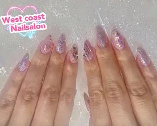 ネイル リボン、ガーリー パーツ放題専門店のネイルデザイン