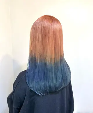 セミロング カラー ブリーチ毛対応酸性 ストレート🌈サキのヘアスタイル