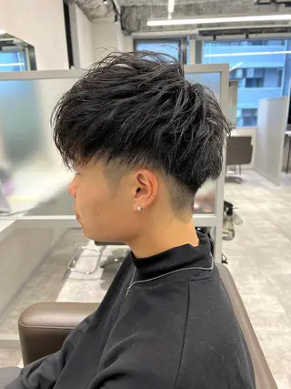 ショート カラー パーマ メンズ kiitos所属・関西センターパート メンズモデル募集のヘアスタイル