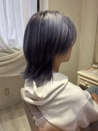 ミディアム カラー 髪質改善、パーマ 山崎純生のヘアスタイル