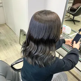 ミディアム カラー 髪質改善/縮毛矯正 /美髪カラー/こてのヘアスタイル
