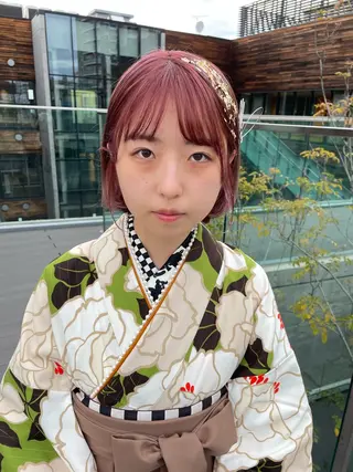 ショート ヘアアレンジ Yui. ハイトーン/パーマ/のヘアスタイル