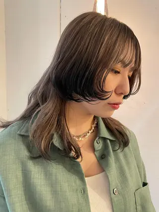 セミロング カラー 京都美容師 塩のヘアスタイル