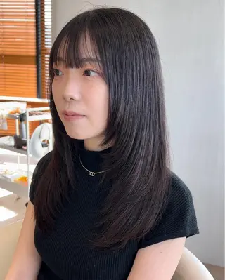 セミロング カラー 韓国レイヤー🇰🇷 韓国研修◎渋谷カイトのヘアスタイル