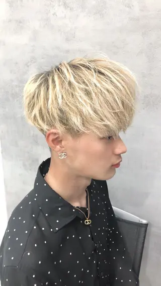 ショート カラー パーマ メンズ ［銀座］淡色 ラベンダー🫧大村のヘアスタイル