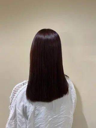 セミロング カラー 艶カラー/暗髪/韓国 /着付け/ムカワのヘアスタイル