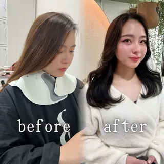 セミロング HACHI美容室 韓国ヘア　AKARIのヘアスタイル