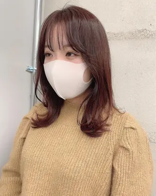 ミディアム カラー 透明感/オリーブ/ グレージュ/YUKAのヘアスタイル