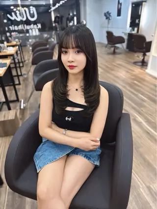 セミロング 韓国ヘア🎀 まりかのヘアスタイル