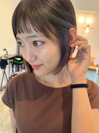 ショート カラー ミディアムパーマ /癖毛パーマのヘアスタイル