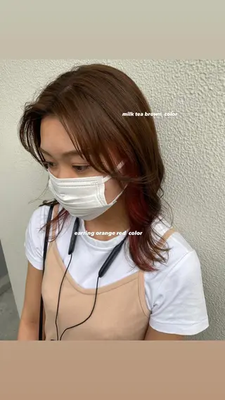 セミロング カラー パーマ ヘアアレンジ メンズ キッズ ネイル マツエク・マツパ 透明感カラー・レイヤ ー🎀amika🎀のヘアスタイル