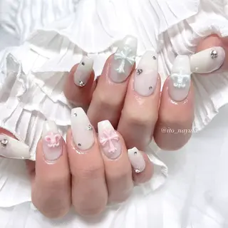 ネイル 🎀藤沢ガーリーネイ ル/長さ出し🎀のネイルデザイン