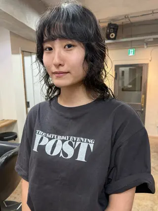 ミディアム パーマ 森貴裕/ベージュ/ パーマ/オリーブのヘアスタイル